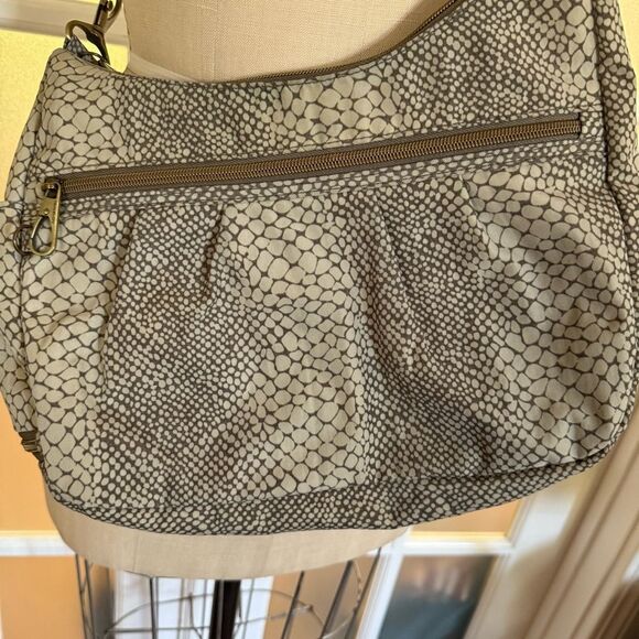 Travelon Anti-Theft Signature Snake Print Hobo Crossbody Bag - Picture 2 of 14